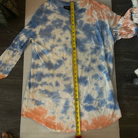 PacSun Scallop Fit Tie Dye Hoodie Blue/Orange L Beach Casual Boho Unisex Skater - Picture 8 of 11